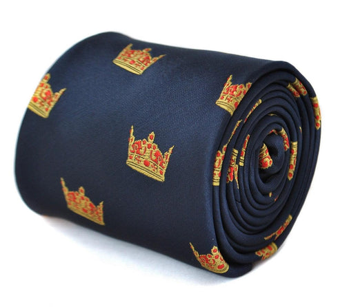navy tie with crown design
